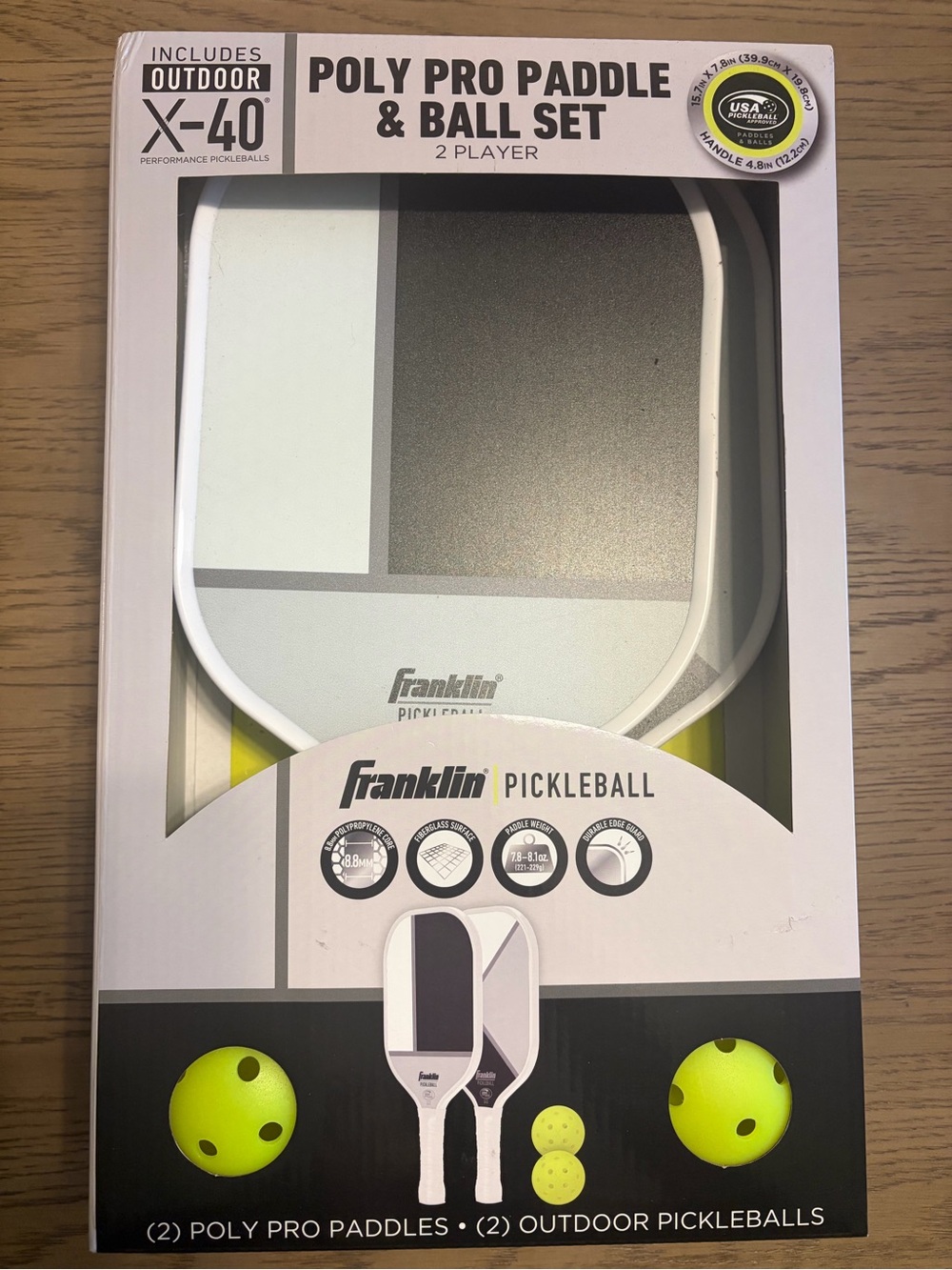 Franklin Poly Pro Pickleball Paddle & Ball Set - White/Gray